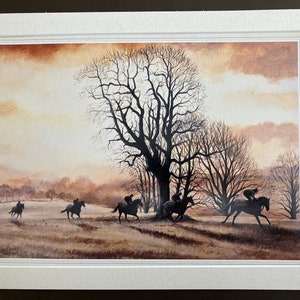 Horse Racing Art Print "Galloping at Greystoke" Mounted Horse Picture