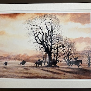 Pferderennen Kunstdruck &quot;&quot;Galloping at Greystoke&quot;&quot; Montiertes Pferdebild.&quot;