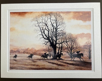 Horse Racing Art Print "Galloping at Greystoke" Mounted Horse Picture