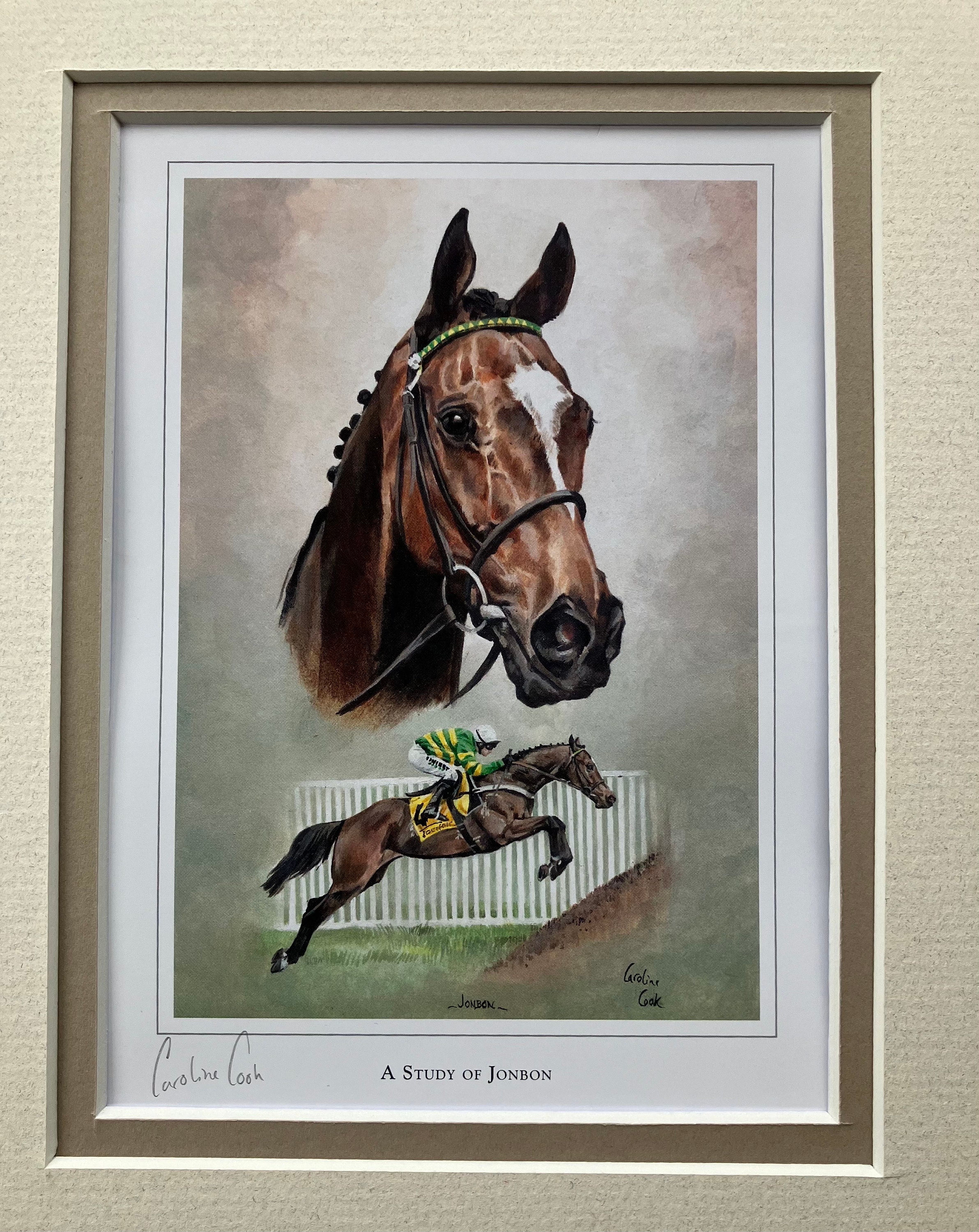 デジタルプリント　馬の絵画The Galop Energy-1 競馬アートプリント「ジョンボンの習作」障害競走馬ジョンボンの小さな