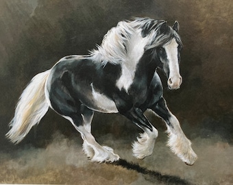 Equestrian Art "Romany Spirit" Horse Print. Piebald Traditional Cob