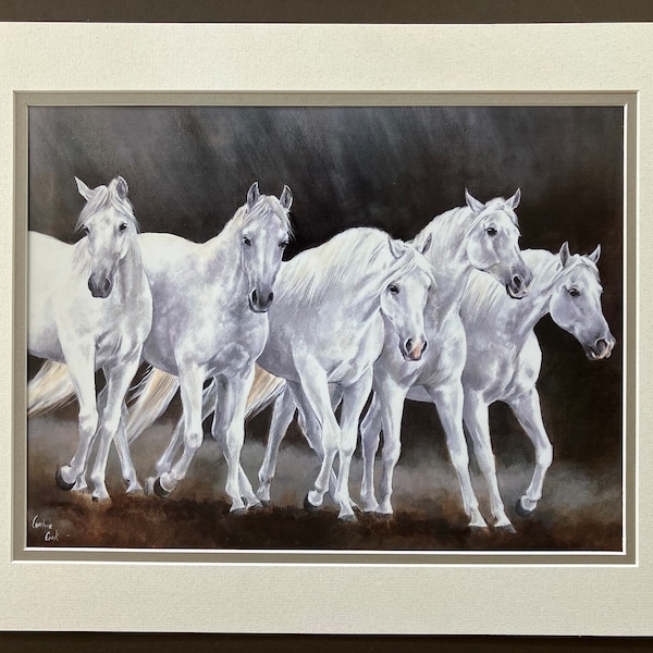 Impression d’art de cheval andalou - Chevaux espagnols. Décoration murale montée pour cavaliers