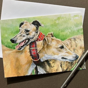 Cartão comemorativo Greyhound Lurcher "Apenas bons amigos" Cartão em branco para amante de galgos