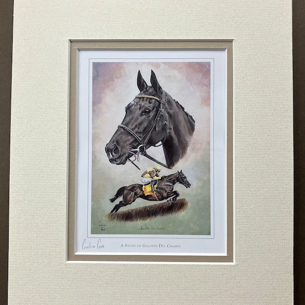 Horse Racing Art Print - A Study of Galopin De Champs.Small horse racing decor of Galopin Des Champs winning the Cheltenham Gold Cup