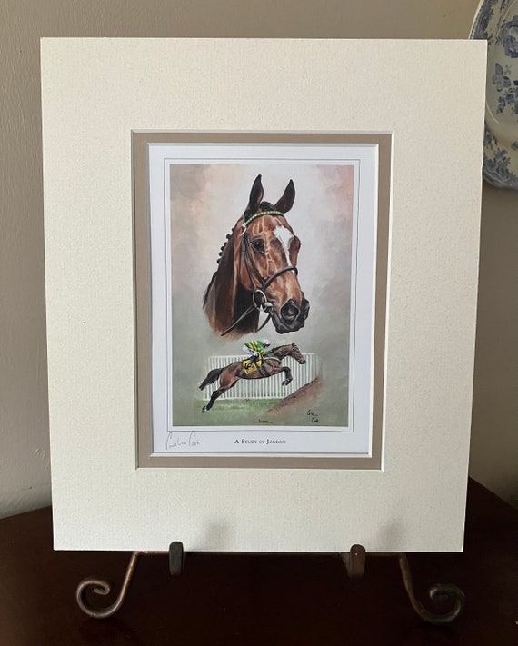 競馬アートプリント「ジョンボンの習作」障害競走馬ジョンボンの小さな