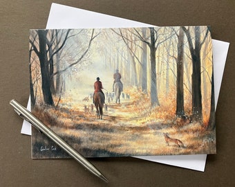 Fox Hunting Art Card "The One That Got Away” Blank Greeting Card