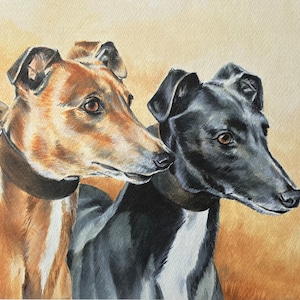 Greyhound Art Print- Running Mates Lurcher Picture