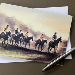 Carte d'art de courses de chevaux « Les vainqueurs et les vaincus » Carte vierge pour fan de courses de chevaux ou cavalier