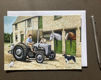 Tractor Greeting Card "New Technology" Little Grey Fergie