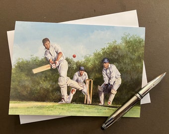 Cricket Greeting Card. Cricketers Art Card. Blank card for cricket fan