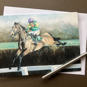 Pferderennen Grußkarte - Kauto Star At Kemton.  Karte für Jump Racing Fan
