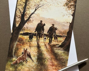 Pheasant Shooting Greeting Card &quot;Thanks Guys&quot;  Birthday card for country sportsman