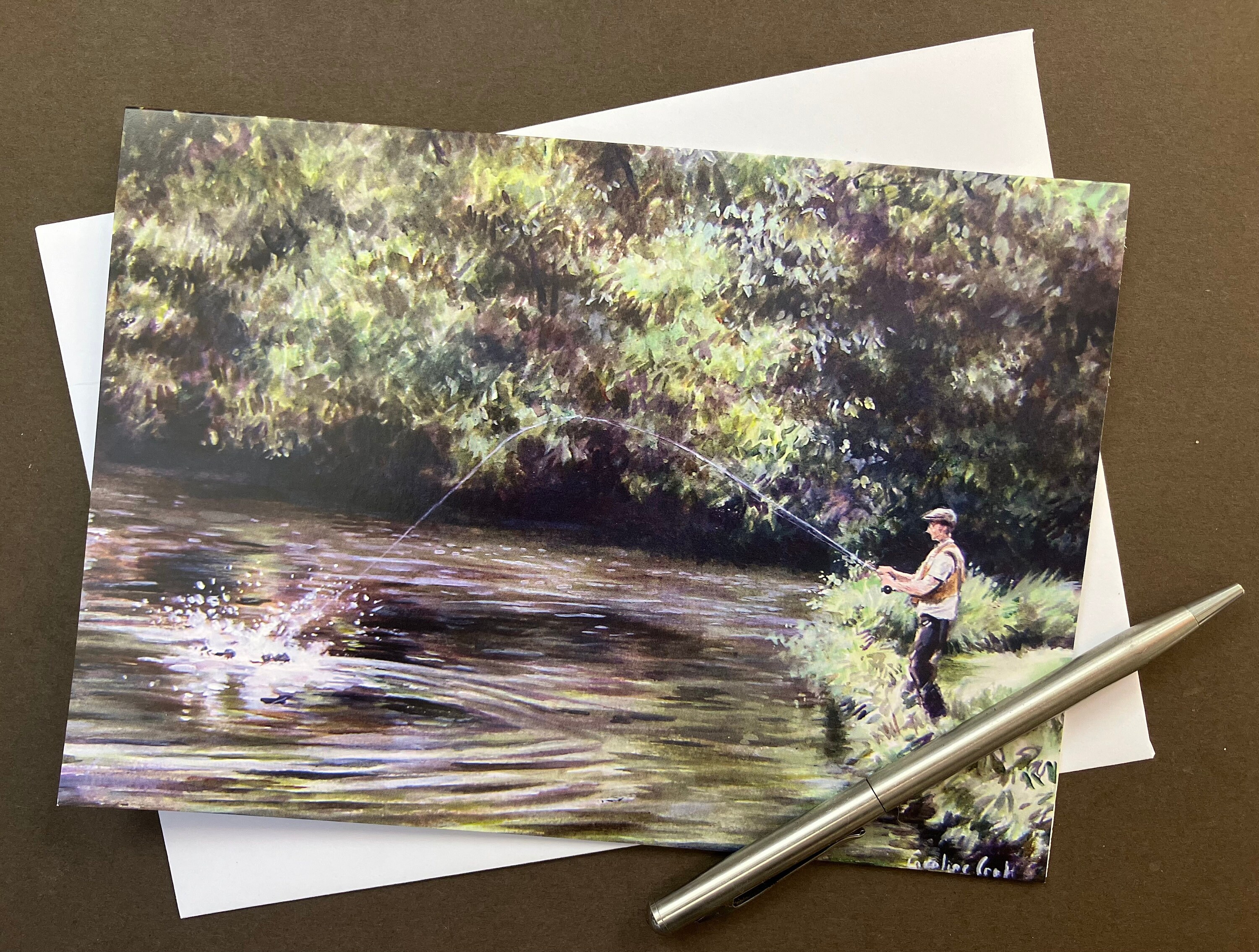 Fly Fishing Card -The Fisherman. Blank card for fishing fan