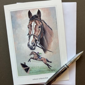 Pferderennen Kunst Grußkarte "Kauto Star" Blanko Karte für Rennsport Fan