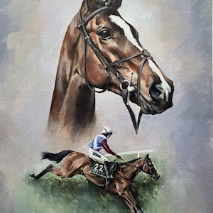 競馬アートプリント「アーサーのためのワンの習作」グランドナショナル優勝馬の限定版プリント