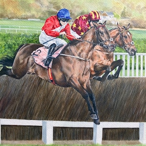 Horse Racing Print &quot; A Plus Tard wins the Gold Cup, Cheltenham&quot;