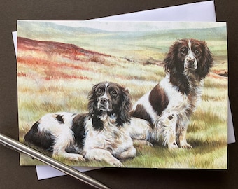 Springer Spaniel Greeting Card. Blank card with working Springer Spaniel for dog lovers