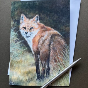 Fox Art Greeting Card "Out of the Shadows" Blank card for fox lover