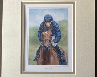 Horse Racing Art Print - City of Troy and Ryan Moore. Small mounted print