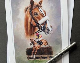 Horse Racing Greeting Card "Native River" Blank horse art Birthday card