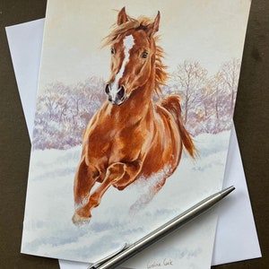 De Kerstkaart van de Kunst van het paard - Speeltijd. Blanco kaart voor paardenliefhebber