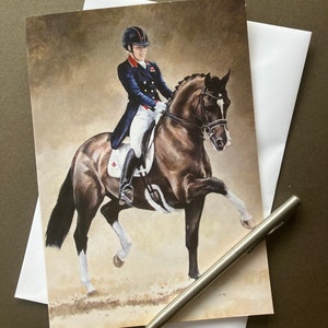 Carte de voeux art cheval - Valegro et Charlotte Dujardin. Carte vierge de dressage
