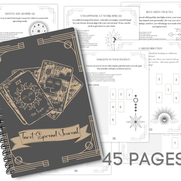 TAROT SPREAD Journal + Stickers Printable  Cheat Sheet, Tarot Spread Guide, Tarot Cheat Sheets, Tarot Readings