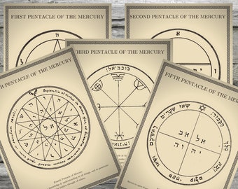 MERCURY  PENTACLES of SOLOMON 5 Plus Mistical Solomon and Pentacle Caled The Grand Pentacle Key of Solomon King Solomon Seals Pentagram