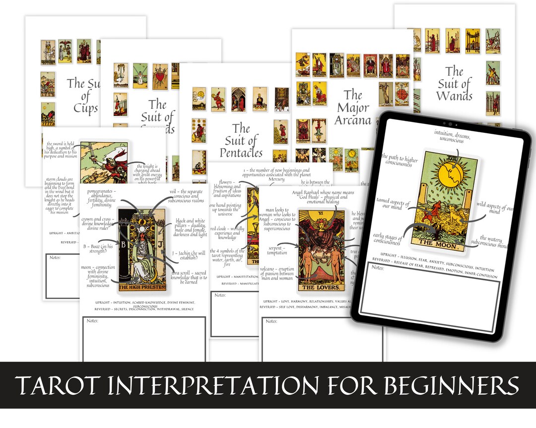 Rider Waite Tarot Card, Tarot Interpretation, Printable Cheat Sheet