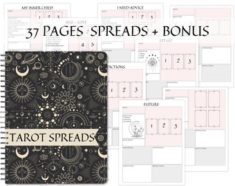 TAROT SPREADS Journal + Sticers Printable  Cheat Sheet, Tarot Spread Guide, Tarot Cheat Sheets, Tarot Readings