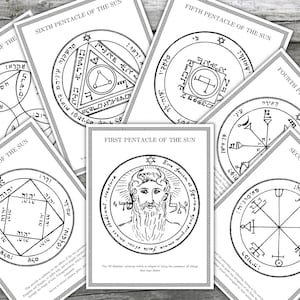 SUN PENTACLES of SOLOMON 7 Plus Mystical Solomon and Pentacle Caled The Grand Pentacle Key of Solomon King Solomon Seals Pentagram