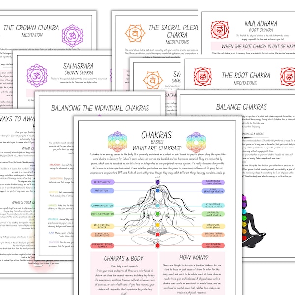 CHAKRAS HEALING printables Pages, Chakras Meditation