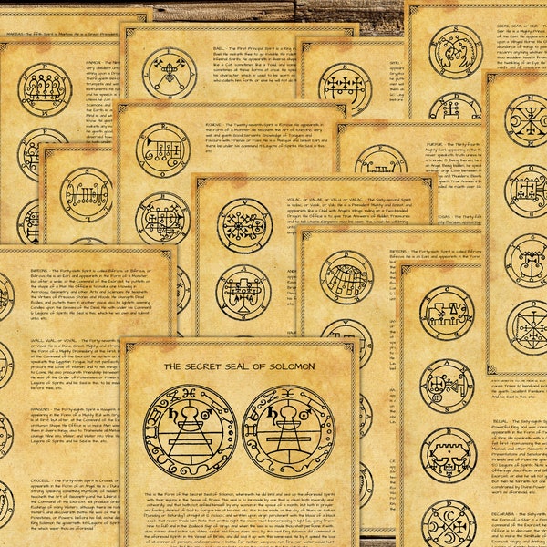 GOETIA SOLOMON SIGILS, 72 King Seal, Grimoire Printable Pages