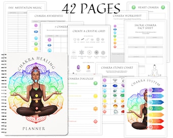 Chakra Healing Workbook, Chakras Journal, Crystal Healing, Spiritual Journal, Manifestation Planner, Meditation Planner,