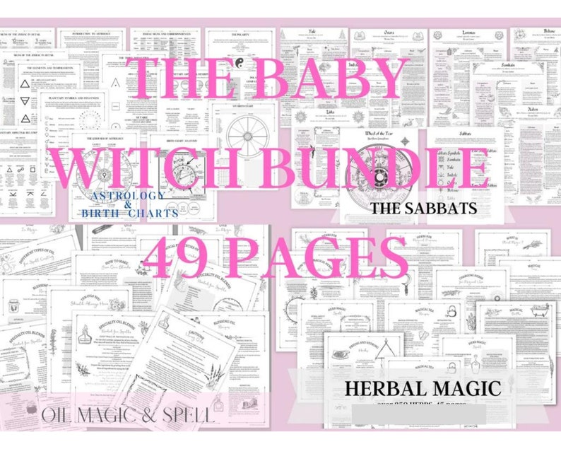 BABY WITCH BUNDLE grimoire 49 Pages Green Witchcraft image 1