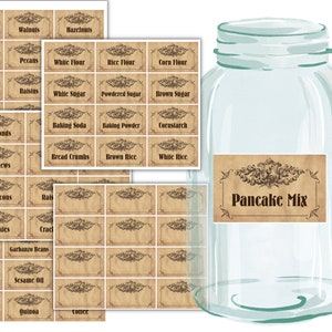 Printable Mason Jar Labels – Brown with Old Paper Background: – 60 predefined labels