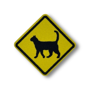 Cat Crossing Road Sign Patch