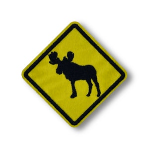 Moose Crossing Road Sign Patch
