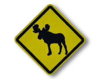 Moose Crossing Road Sign Patch