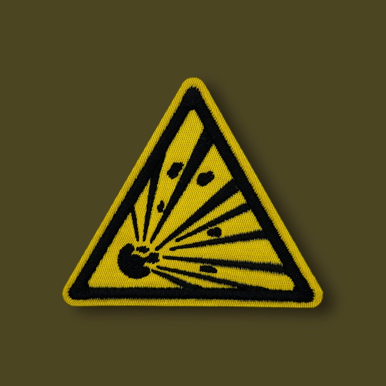Exploding Sign Yellow Explosives Warning Sign Patch - Etsy
