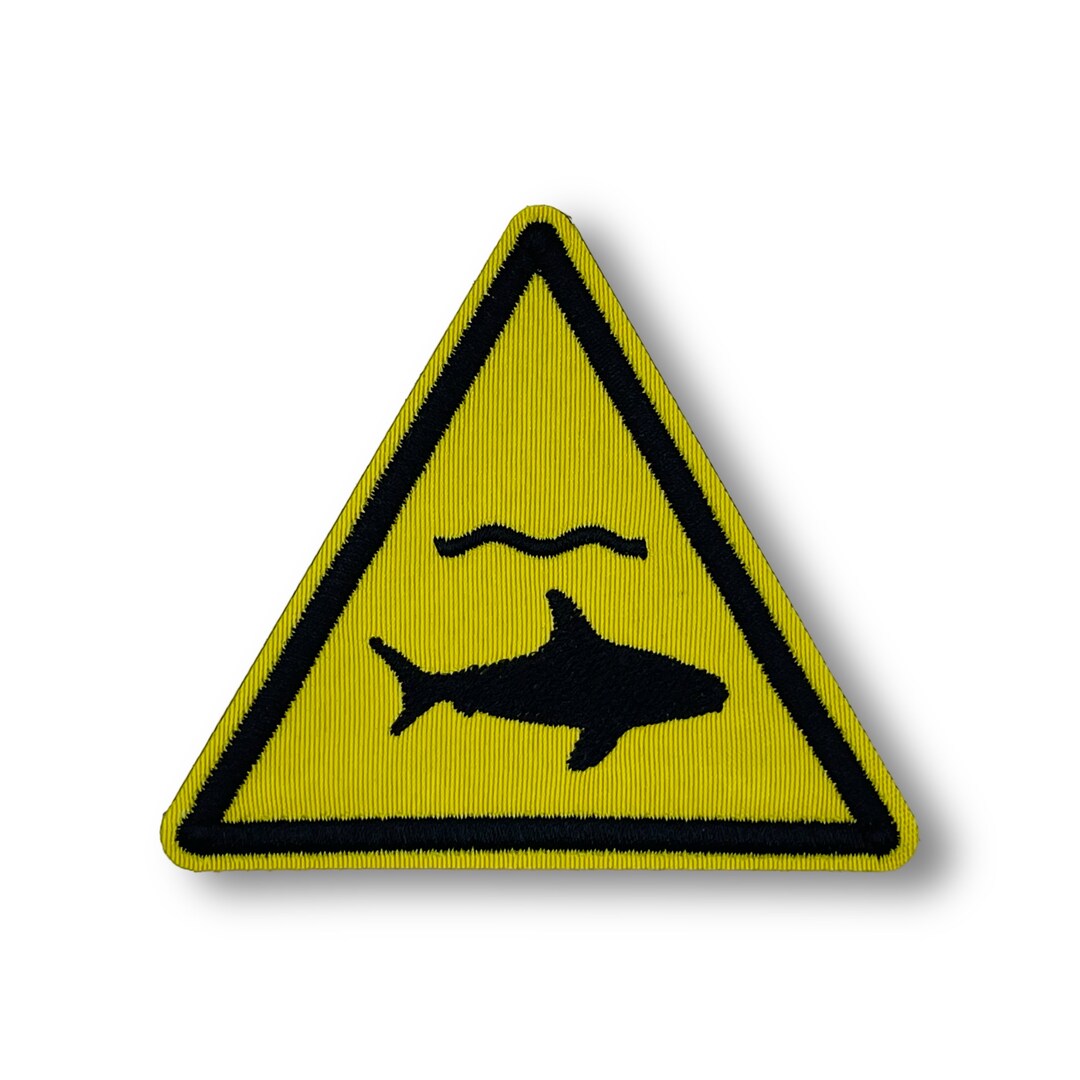 Shark Warning Sign Patch - Etsy