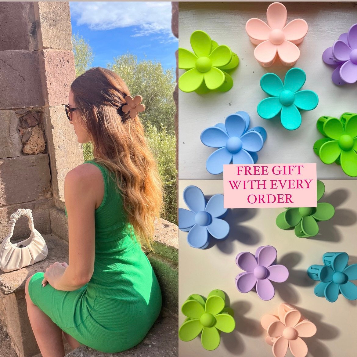 VIRAL Flower Hair Claw Clip - Including Free Gift - Etsy display picture 1