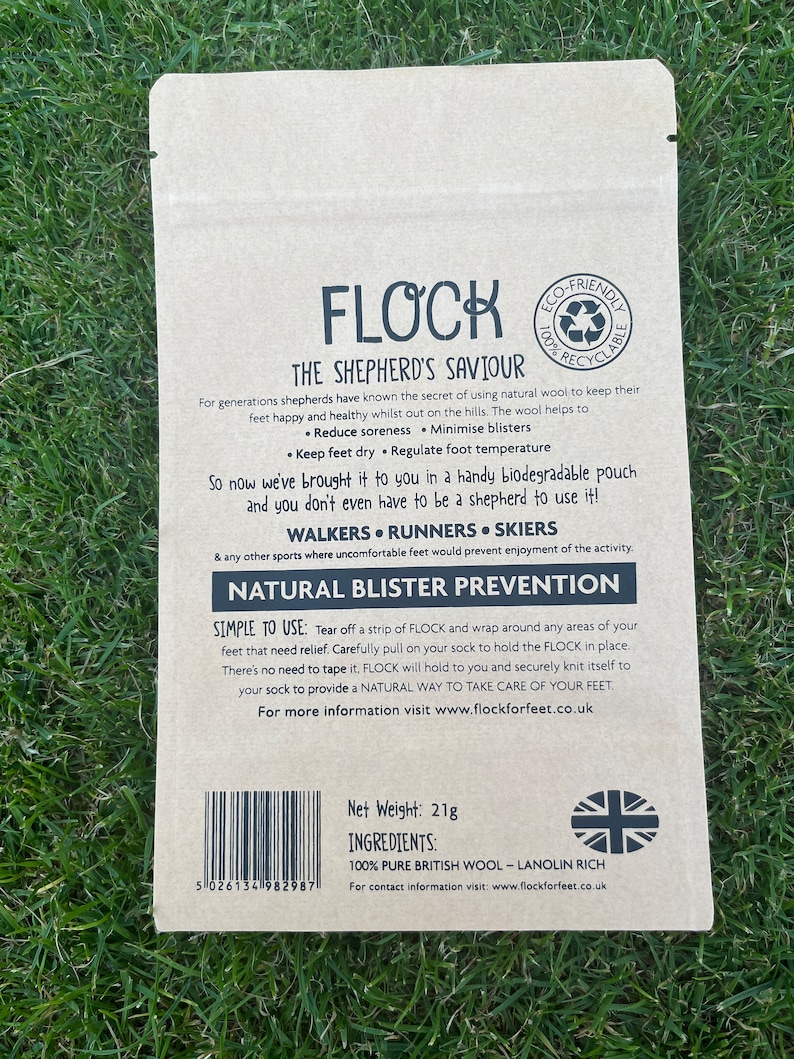 FLOCK Natural Blister Prevention Natural Lanolin Rich Wool Walking Running Skiing Dancing image 3