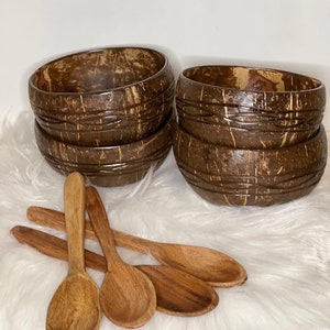 Natural Coconut Bowl and Spoon | Perfect for Desserts, Fruits, & Salad | Smoothie Bowl | Coconut Shell Craft | Eco-friendly Gift