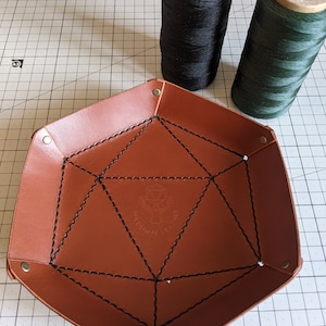 Hand stitched leather dice tray