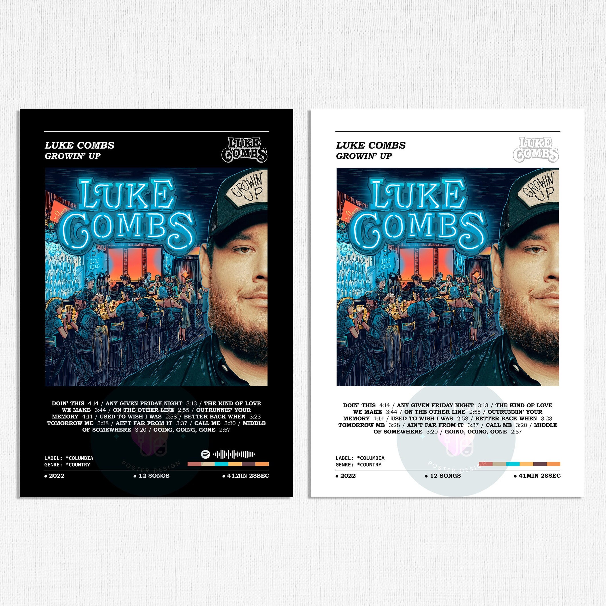 Set of 3 Luke Combs Poster / Luke Combs Poster / Album Cover Poster