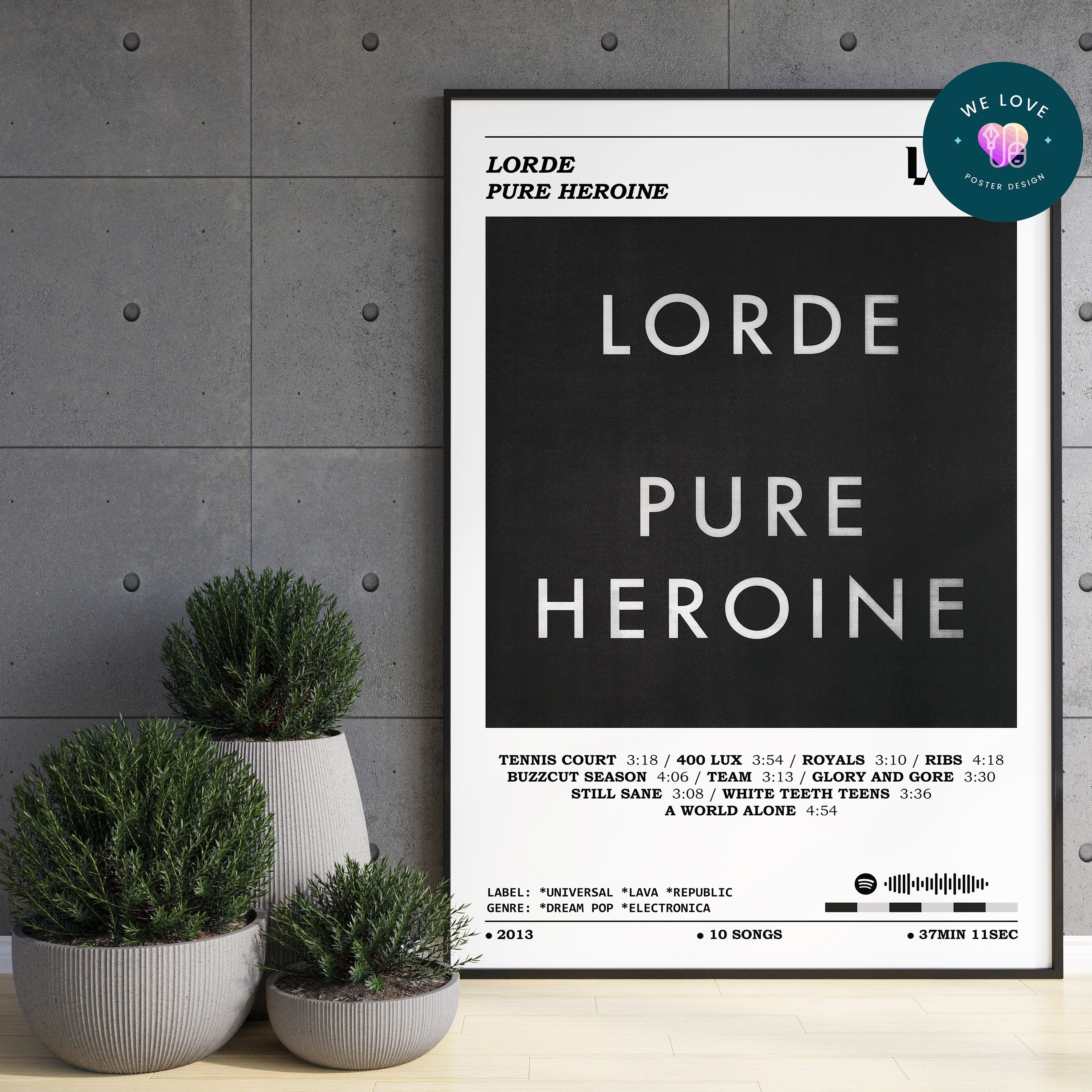 Lorde Pure Heroine Album Poster / Lorde Poster / Album Cover