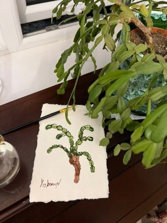 Limited Edition A5 Acrylic Christmas Cactus Painting - Etsy