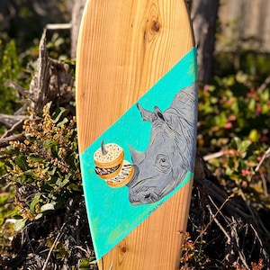 Rhino Donutery - Decorative Wooden surfboard - Wall Art