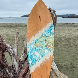 Colorful Dolphin Splash - Decorative Wooden surfboard - Wall Art